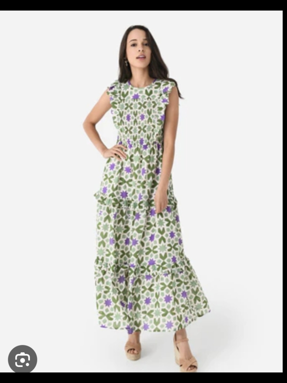 Banjanan Green & Purple Floral Tiered Maxi Dress